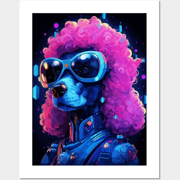 Cyberpunk Poodle Dog Pink Hair Futuristic Wall Art by Art-Jiyuu